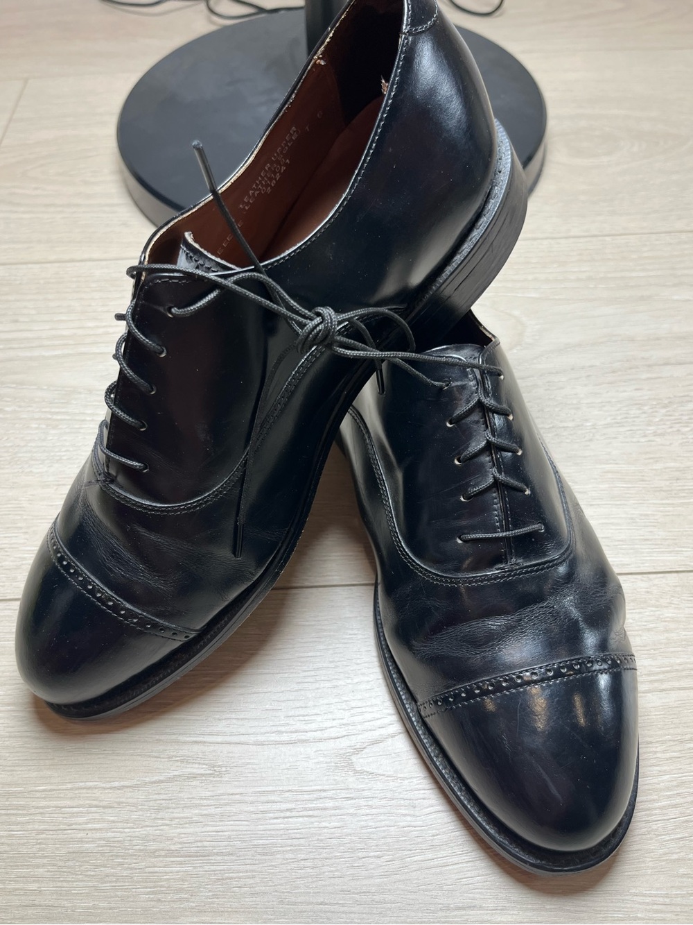Bostonian classics Classic Black Leather Cap-Toe Oxford Shoes - Men 8.5